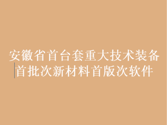 安徽省首臺套重大技術(shù)裝備首批次新材料首版次軟件評定